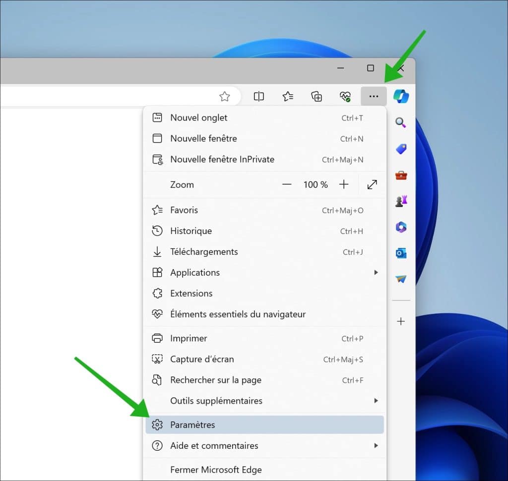 Microsoft Edge Paramètres